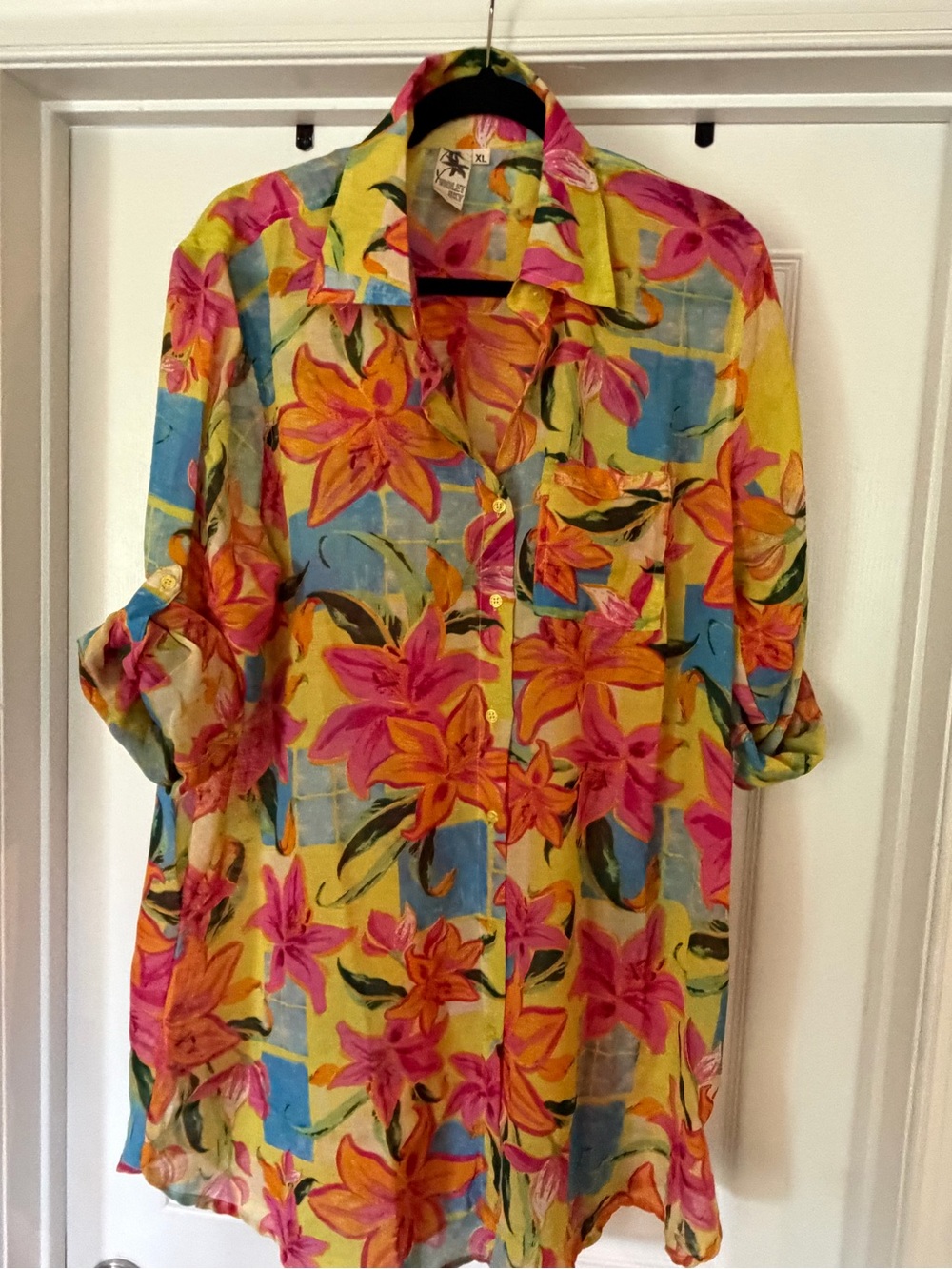 Violet Kay Tropical Floral Coverup- Yellow, Pink & Blue